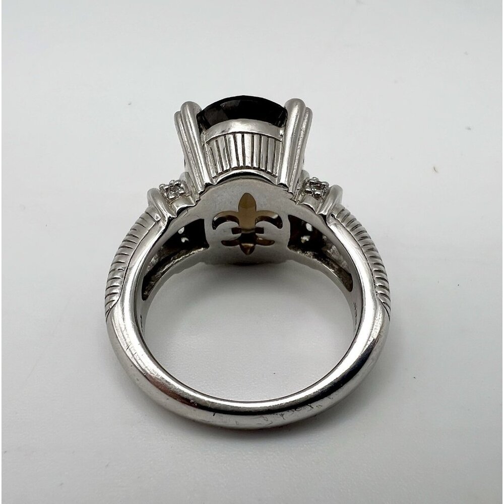 Judith Ripka Sterling Silver Smoky Quartz & Diamonique Ring Size 8 - Picture 8 of 11